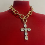 COLLAR CADENA CRUZ PLATEADA