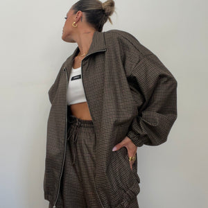 CHAQUETA CUADROS KHAKI LUMINA