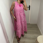 VESTIDO VICHY FUCSIA