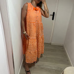 VESTIDO VICHY NARANJA