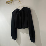 BLUSA SATINADA NEGRA LUMINA
