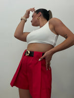 SHORT PLIEGUE ROJ LUMINA