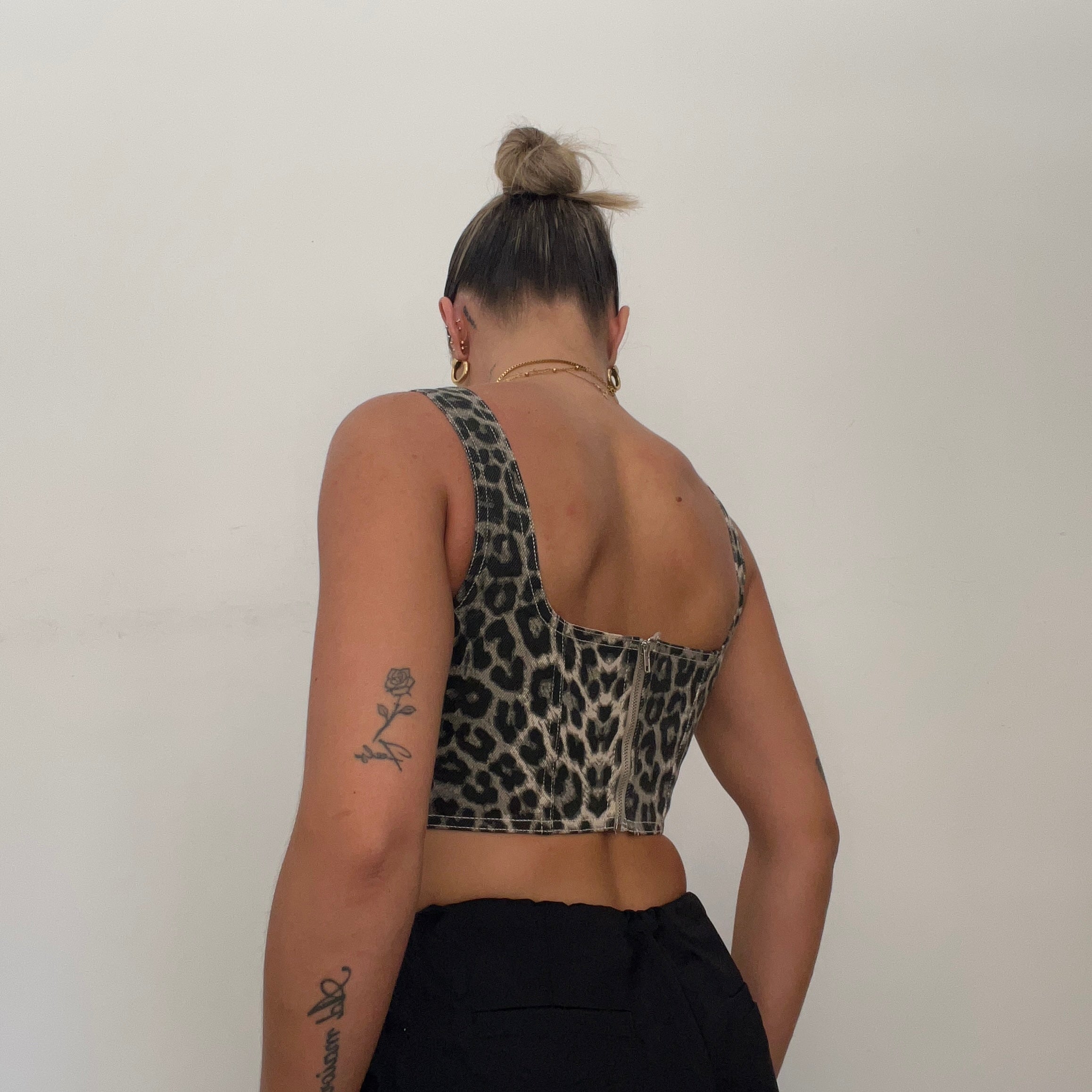 TOP DENIM LEOPARD