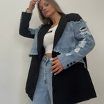 BLAZER COMBINADA DENIM NEGRA