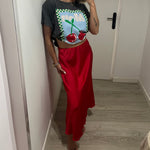 FALDA SATINADA ROJA