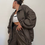 CHAQUETA CUADROS KHAKI LUMINA