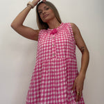 VESTIDO VICHY FUCSIA
