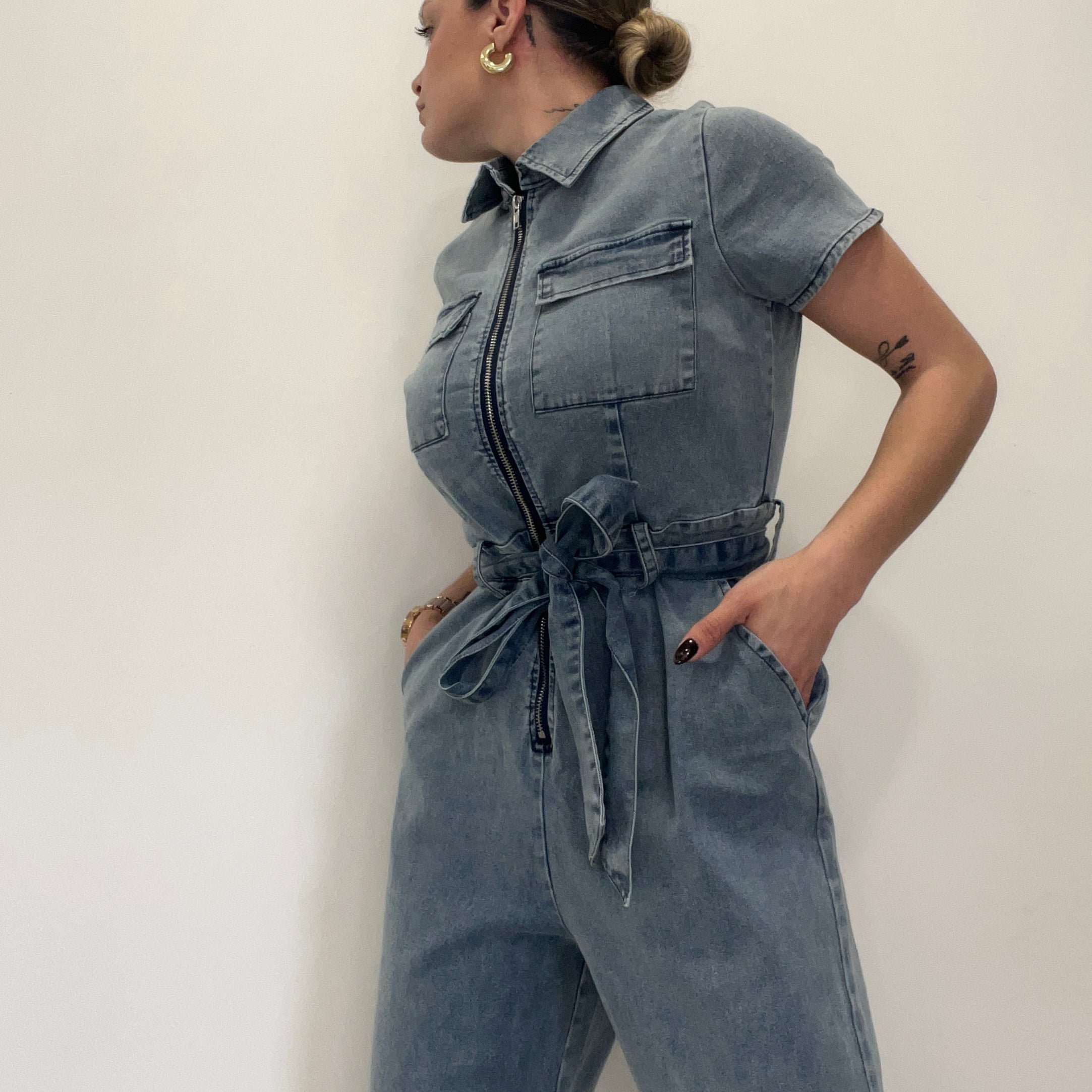 MONO DENIM MANGA CORTA