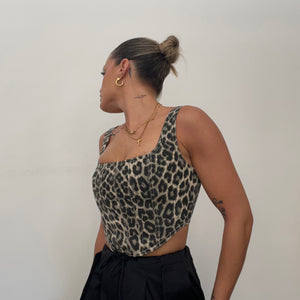 TOP DENIM LEOPARD