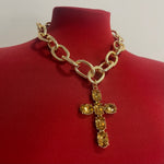 COLLAR CADENA CRUZ DORADO