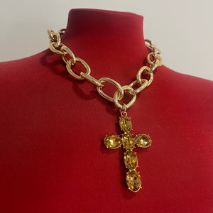 COLLAR CADENA CRUZ DORADO